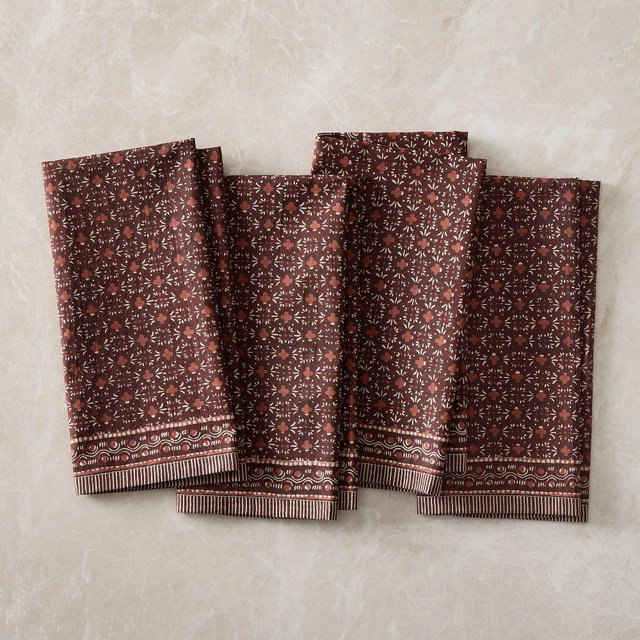 Jude Block Print Napkins, Red, Set of 4