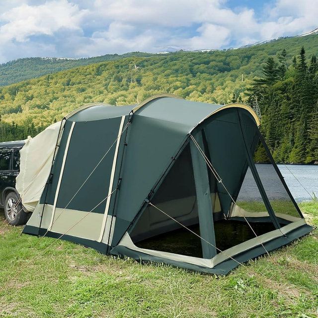 5-8 Person Family Camping Tent with Screened Porch, Weather Resistant Tent with Double Layer Door and Window Design, Large Tents for Camping, Big Tent for Camping Includes Storage Bag