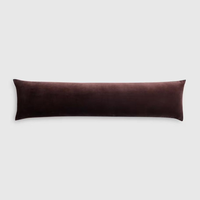 Cotton Velvet Oversized Lumbar Pillow Cover - Espresso