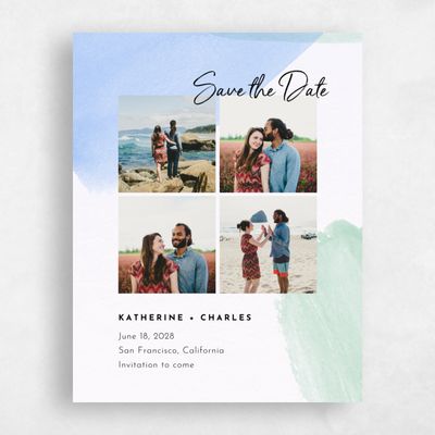 Blue Simple Wedding Save the Date - Riverside Photo