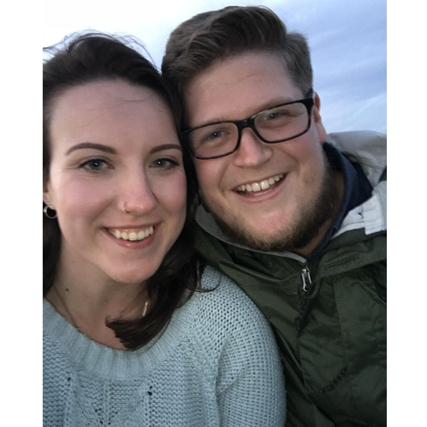 Our first photo together, sitting on the hill at one of our favorite places - "Two Trees" in Sharon, CT.