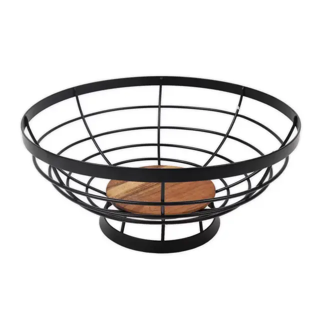 Our Table™ Wood and Iron 11.4-Inch Fruit Basket in Black