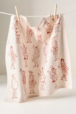 Phthalo Ruth x Julie Peach Dinner Girls Dish Towel