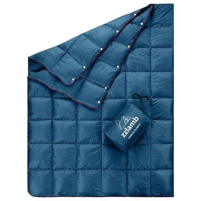 zzlamb Puffy Down Camping Blanket Water-Repellent, Down Throw Quilt Portable for Outdoor Travel, Lightweight Warm Blanket for Couch Airplane Car Picnic RV Backpacking Hammock Festival, 650 Fill Power