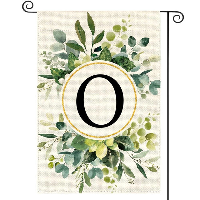 AVOIN colorlife Monogram Letter O Floral Garden Flag 12x18 Inch Double Sided Outside, Family Last Name Initial Yard Outdoor Decoration