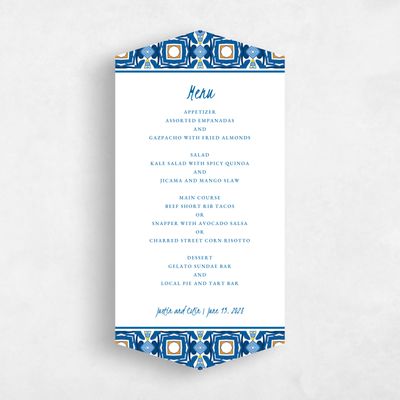 Orange Diamond Wedding Menu - Tamarine