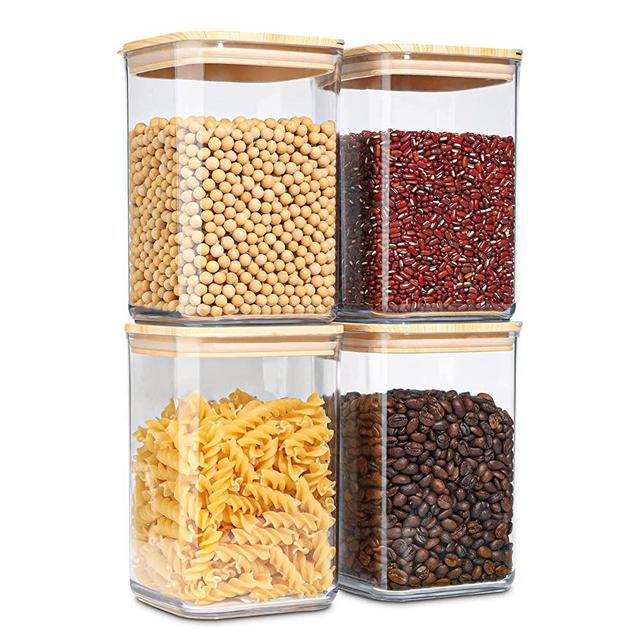 ComSaf Airtight Food Storage Container Set of 4 (50 OZ), BPA-Free Large Plastic Food Storage Canister, Kitchen Pantry Organization and Storage Jar for Spaghetti, Coffee, Tea, Sugar, Flour, Cereal