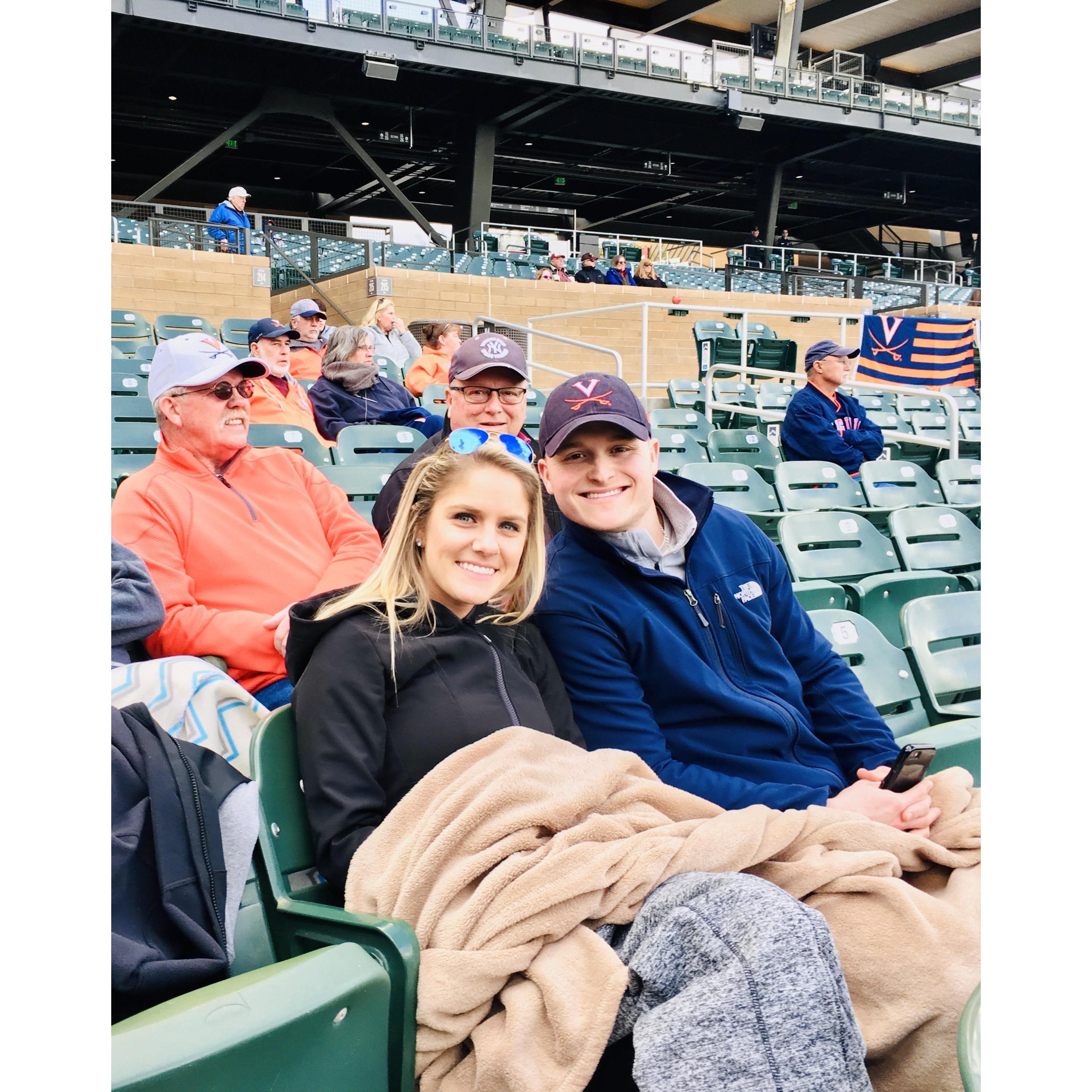 Freezing in Scottsdale in February...watching baseball of course.