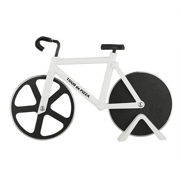 Bicycle Pizza Cutter - TOUR de PIZZA - Dual Stainless Steel Non-Stick Cutting Wheels - Display Stand - A very Cool Gift for the Kitchen by SoHo Kitchen