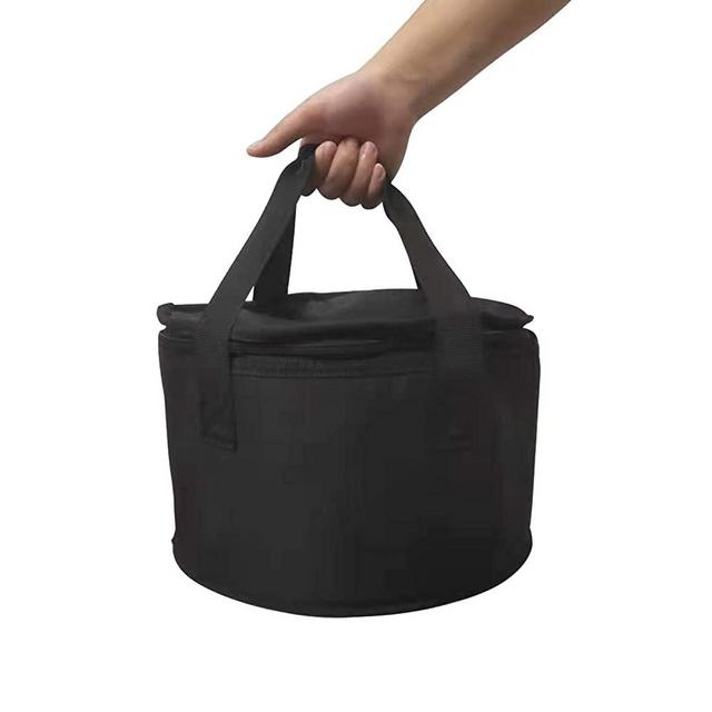 Set of 2 Polyester Fabric Round Thermal Casserole Carrier,Reusable Insulated Lunch Cooler Bag,Pie Carrier for Potluck,Picnics,Collapsible Cooler for Hot/Cold Food,11X7 inch (Black Color)