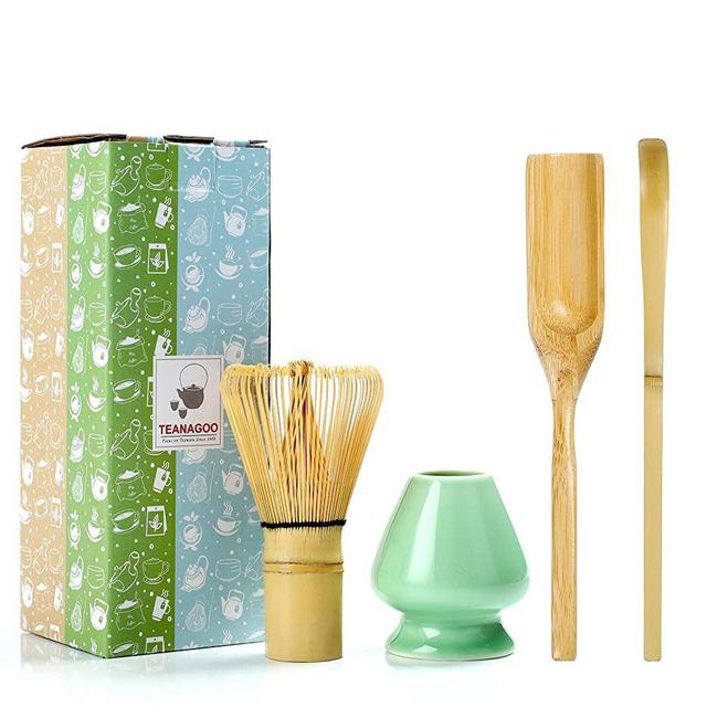 TEANAGOO MA-01 Japanese Matcha Ceremony Accessory, Matcha Whisk (Chasen), Traditional Scoop (Chashaku), Tea Spoon, Whisk Holder, The Perfect Set to Prepare a Traditional Cup of Matcha.