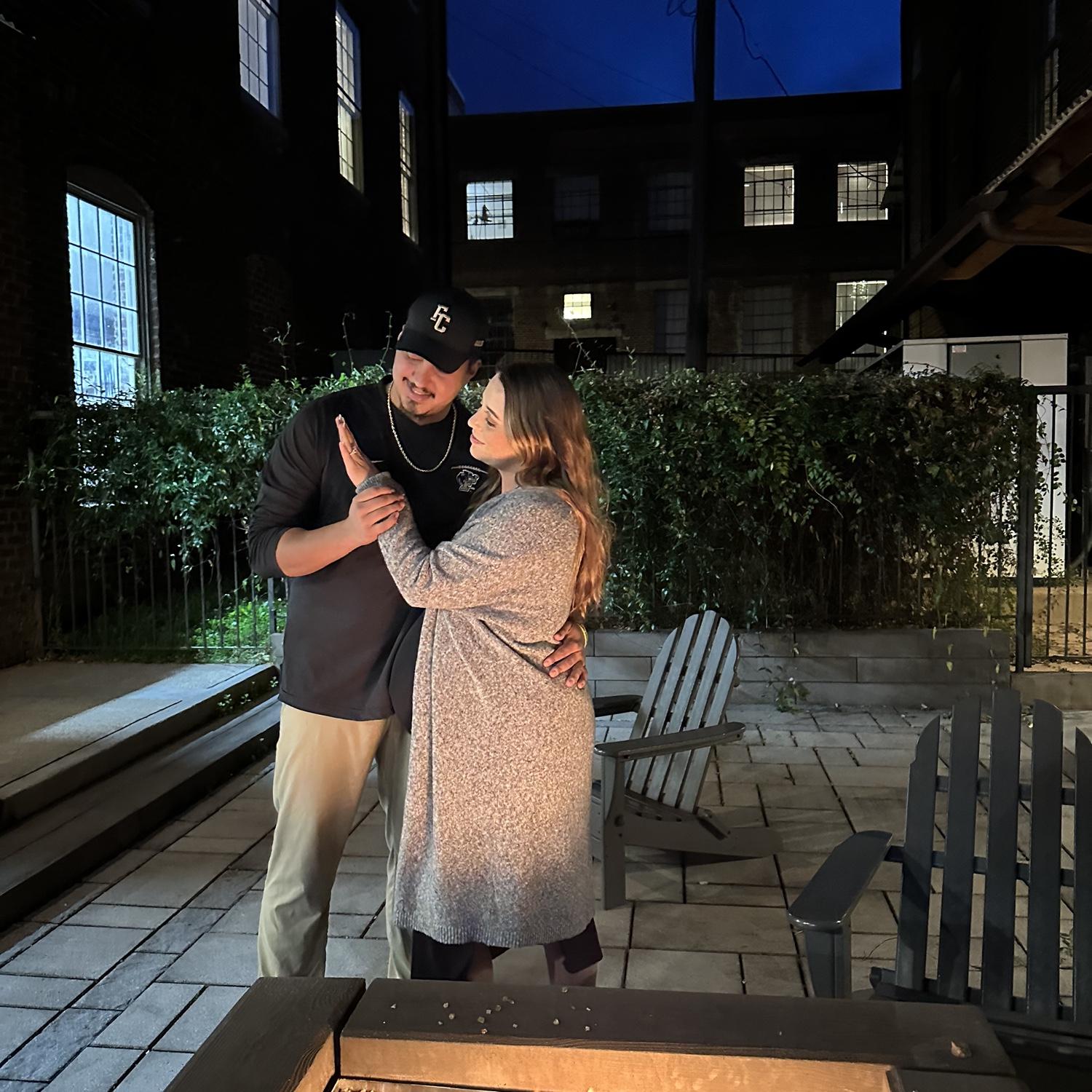 The night we got engaged! We got engaged at the location we went on our first date at!