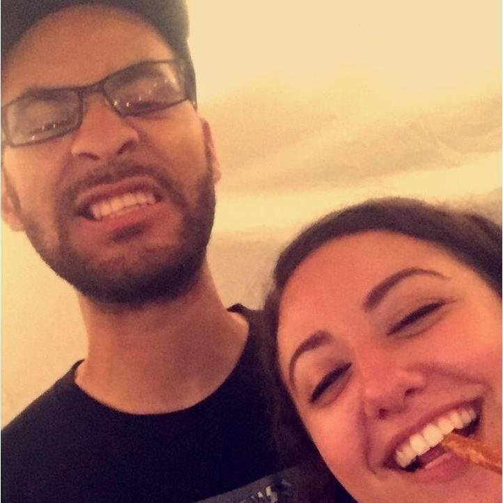 Our very first picture together! Yes, that is indeed a pretzel in Margaux's mouth. Pre gluten free days.