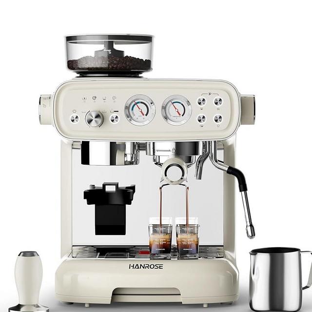 Hanrose Espresso Machine With Grinder, 20 Bar Espresso Machine with Milk Frother Steam Wand – All in One Espresso Maker, Espresso Machines for Home, Professional Cappuccino Latte Machine