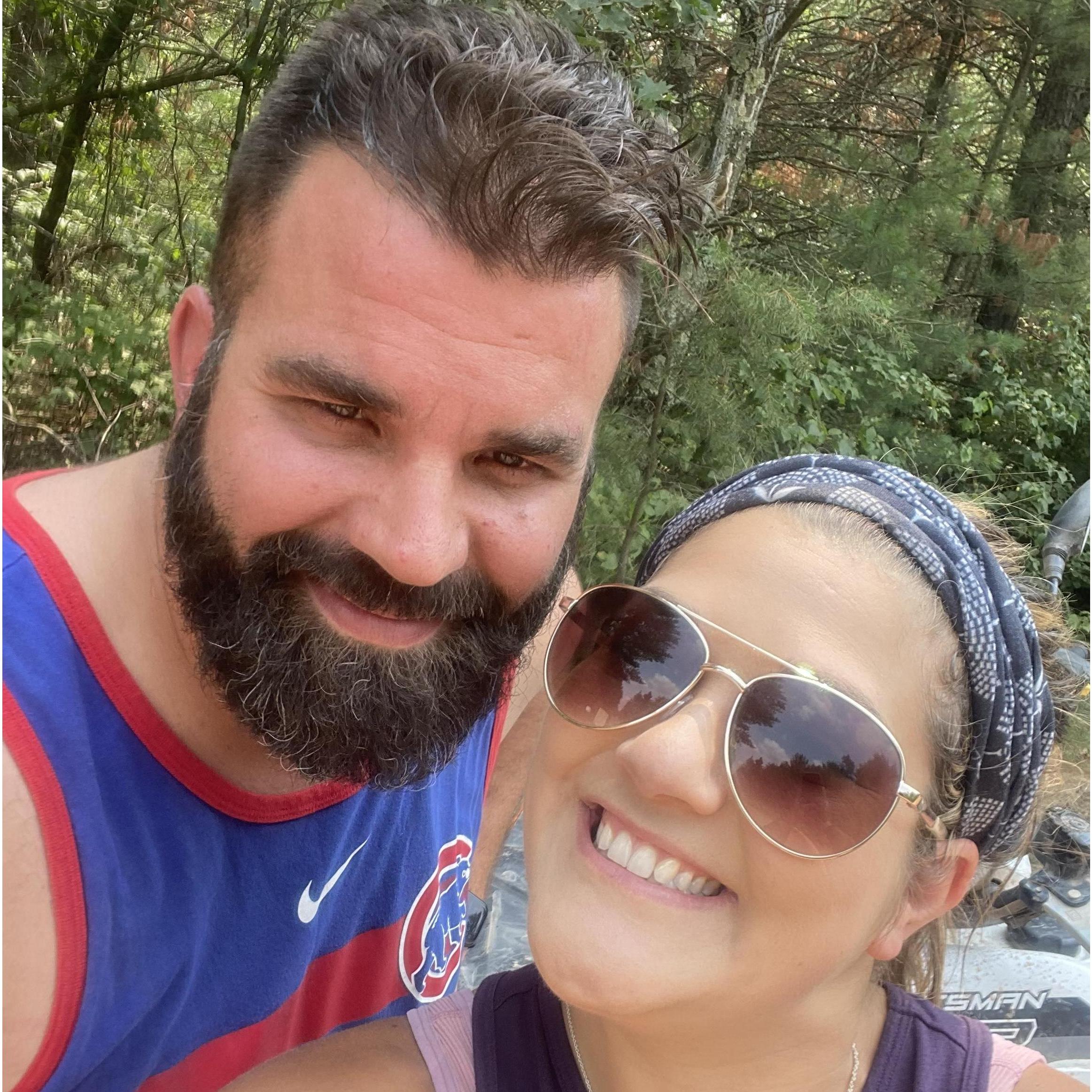 This was right after he proposed! We were four-wheeling up in Wisconsin :)