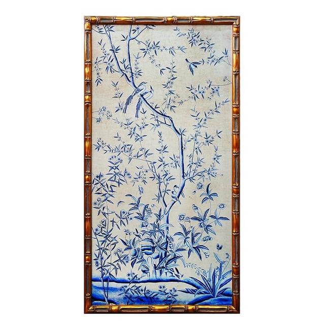 HongFengtang Chinese Rice Paper Print China Flower And Bird Bamboo Frame 19.5 X 35.8 Inches (A)