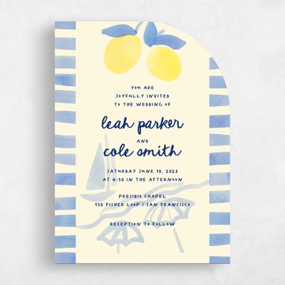 Blue Half arch Wedding Invitation - Spiaggia Portrait