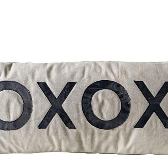 Creative Co-op Cotton XOXOXO Pillow, Black