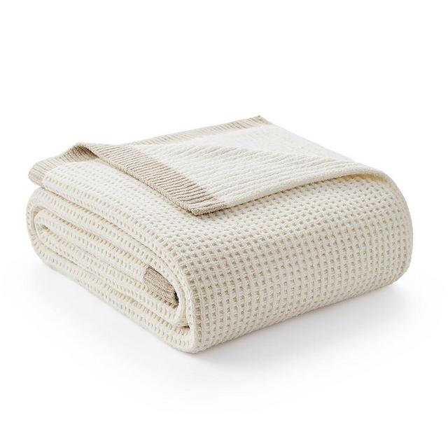 Amélie Home Chenille Waffle Throw Blanket for Couch, Reversible Soft Cozy Knit Blanket Lightweight Warm Decorative Throw for Sofa, Bed, Living Room, Ivory, 50 x 60 inch
