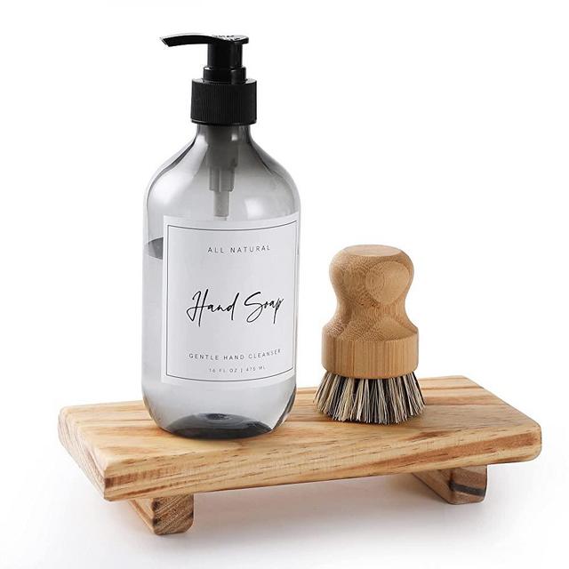 Wood Pedestal Soap Stand, Farmhouse Wood Riser, Soap Dish Holder Decor for Bathroom Kitchen, Soap Tray, Rustic Candle Plant Holder, Counter Decor, Modern Display Rectangular Decorative (Retro)
