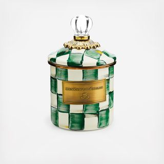 Emerald Check Enamel Demi Canister