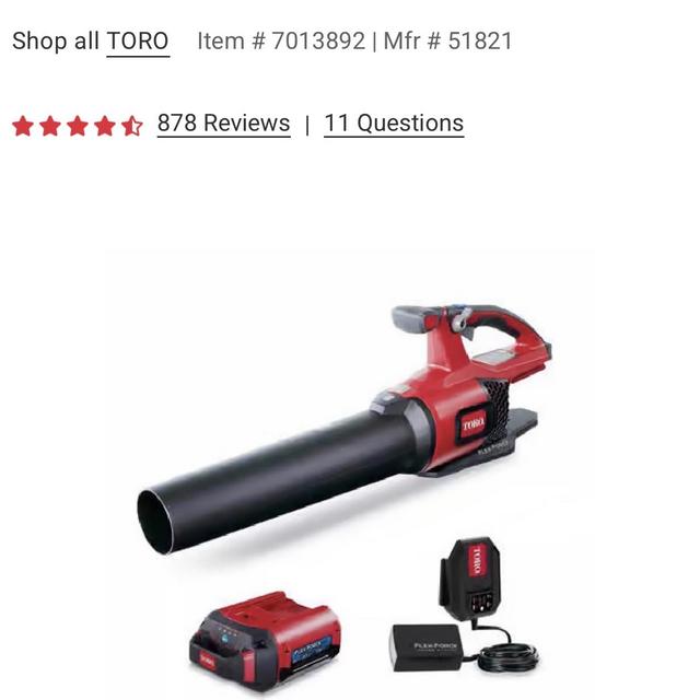 Toro 51821 110 mph 565 CFM 60 V Battery Handheld Leaf Blower Kit (Battery & Charger)