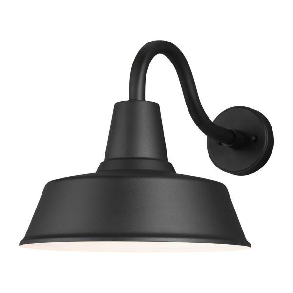 1-Light Matte Black Outdoor Barn Lantern Wall Sconce