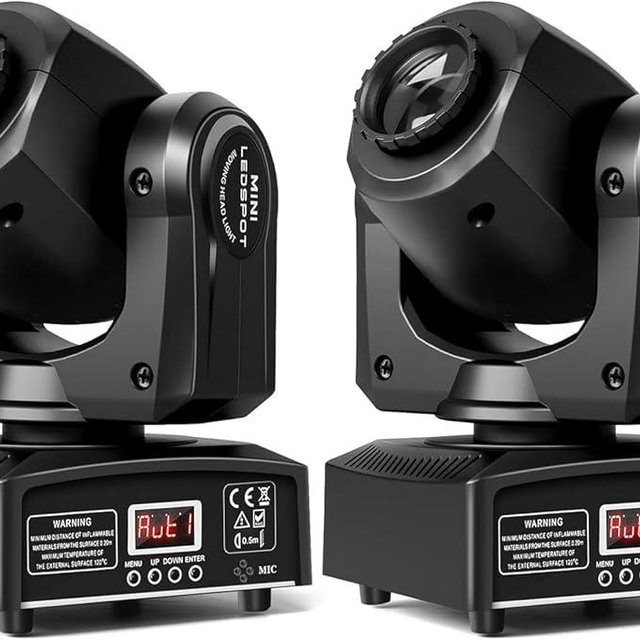 U`King Stage Lights Moving Head Lights 8 Gobos 8 Colors 11 Channels 25W Spotlights DMX 512 with Sound Activated for Wedding DJ Party Stage Lighting 2PCS