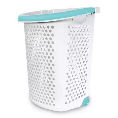 Home Logic 2.0-Bu. Rolling Hamper in White