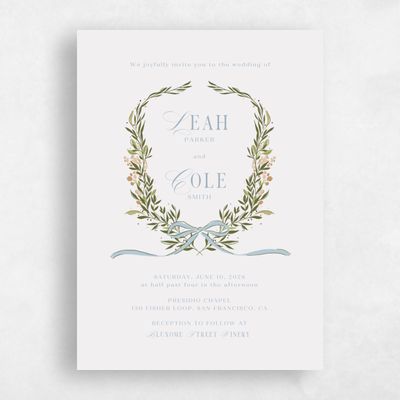 Grey Greenery Wedding Invitation - Cindra Classic