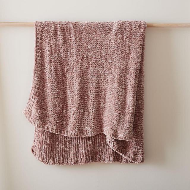 Chunky Luxury Chenille Throw, Adobe Rose, 50"x60"