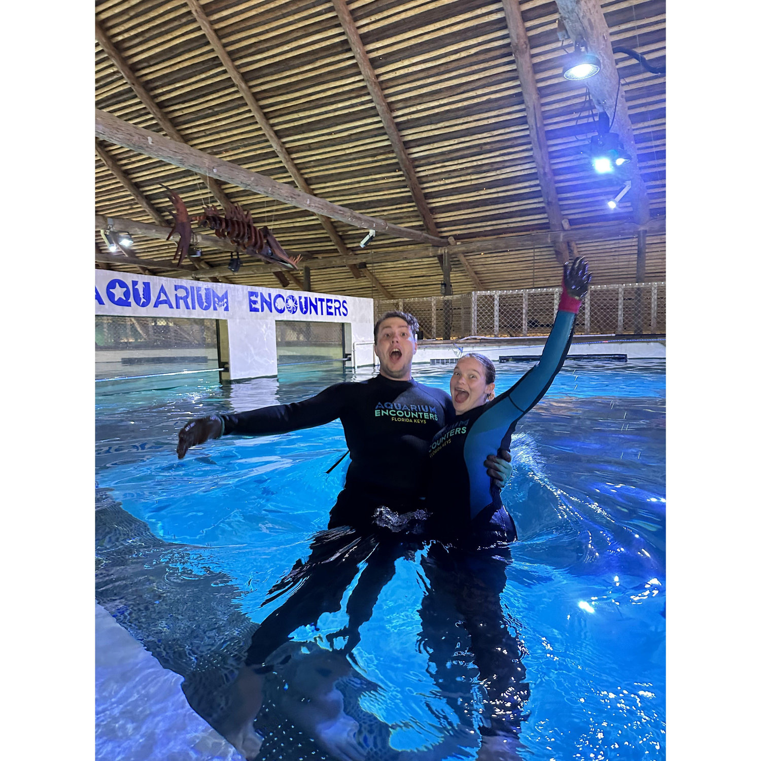 Lindsay got us into the aquarium and we got to snorkel inside the aquarium!