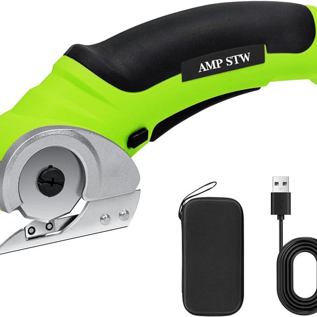 Cordless Electric Fabric Scissors, Power Rotary Cutter,Cardboard Box Heavy Duty Scissor, Rechargeable Sewing Shears, Leather Carpet Plastic Packages Cutter with 2 Blade, 2000mAh, Type-c