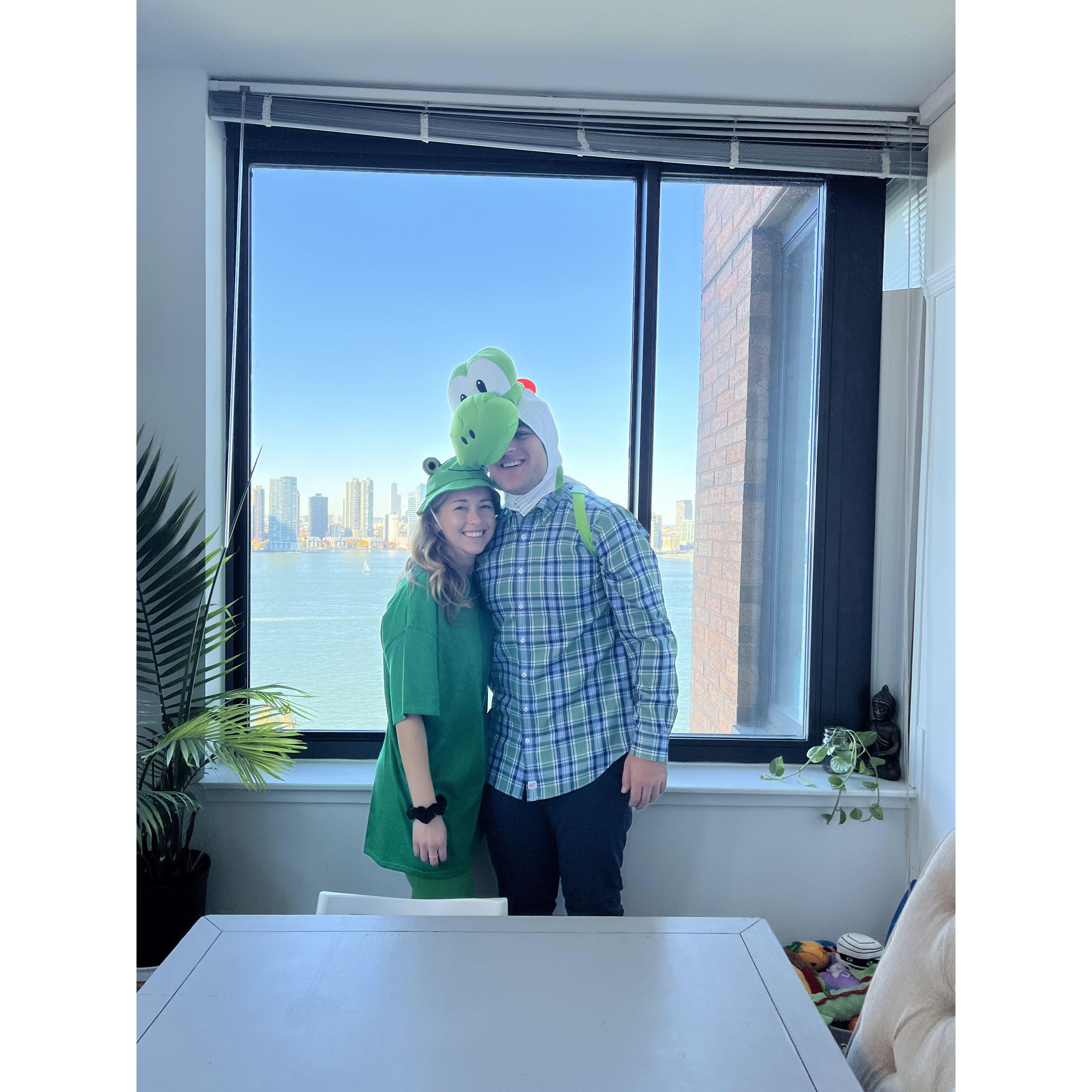 Becca made Ryan dress up at least a little for Halloween!