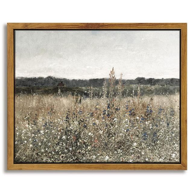 InSimSea Framed Canvas Wall Art Home Decor, Meadow with Flowers Painting Wall Art Prints, Canvas Wall Art for Living Room Decor Bedroom Home Bathroom Wall Decor (8x10in/20x25cm)