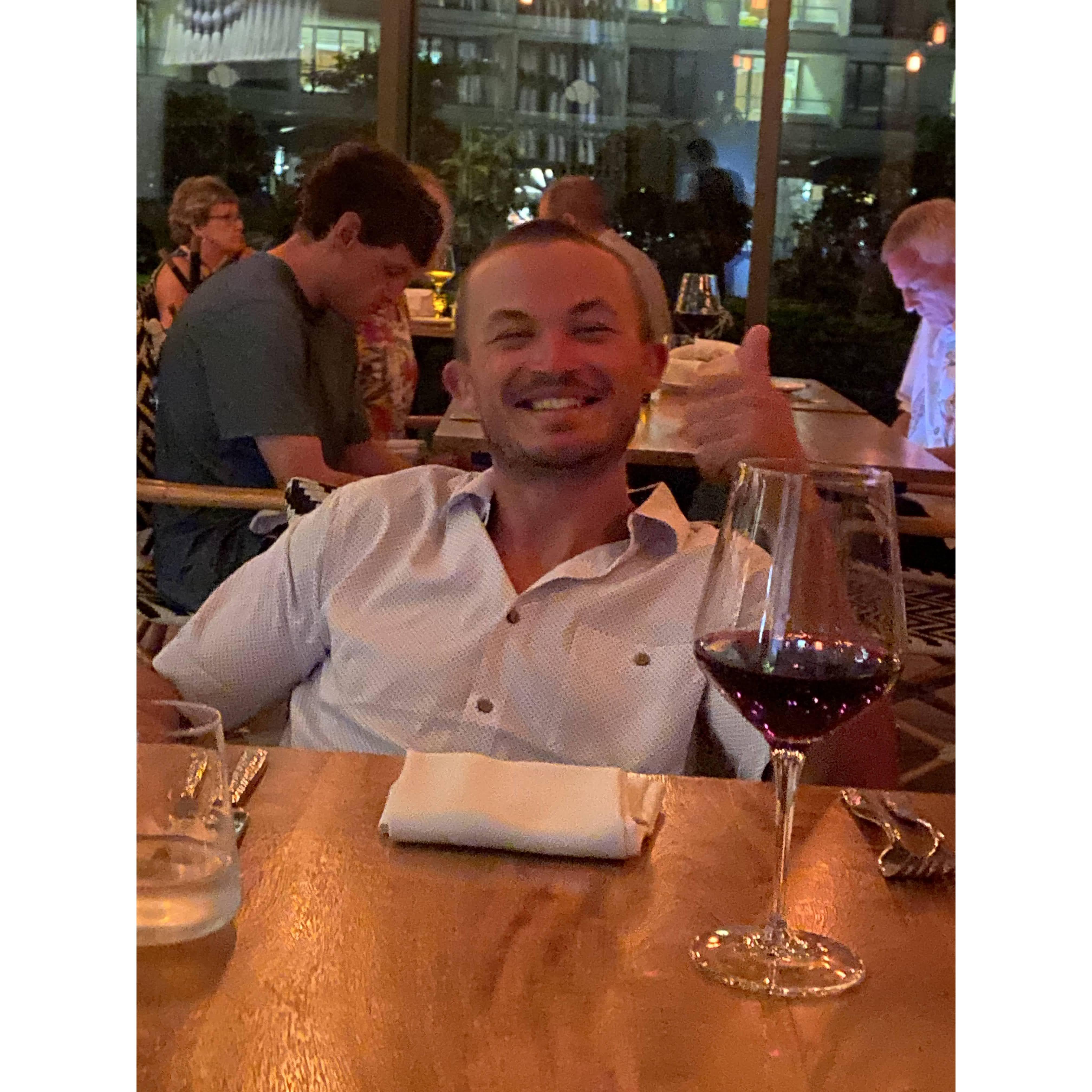 Spencer, now able to enjoy his vacation after the proposal