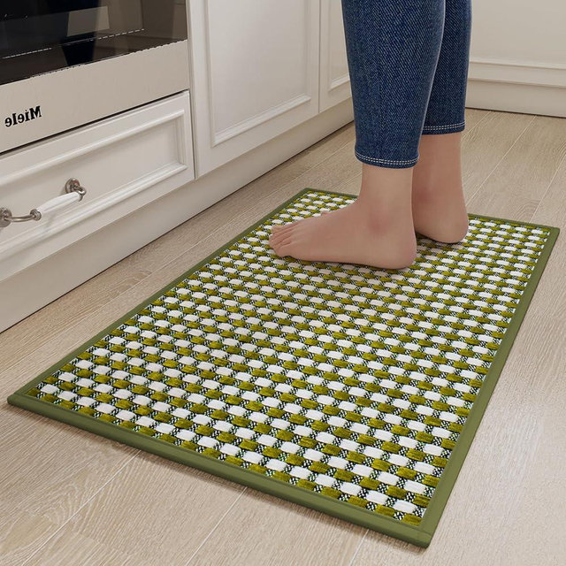 YDKGL Kitchen Mats for Floor, Super Absorbent Kitchen Rugs Non Slip Washable, Rubber Backing Soft Chenille Braided Kitchen Runner Rug Standing Mat Sink Mat, Easy to Clean, Green 17"x28"