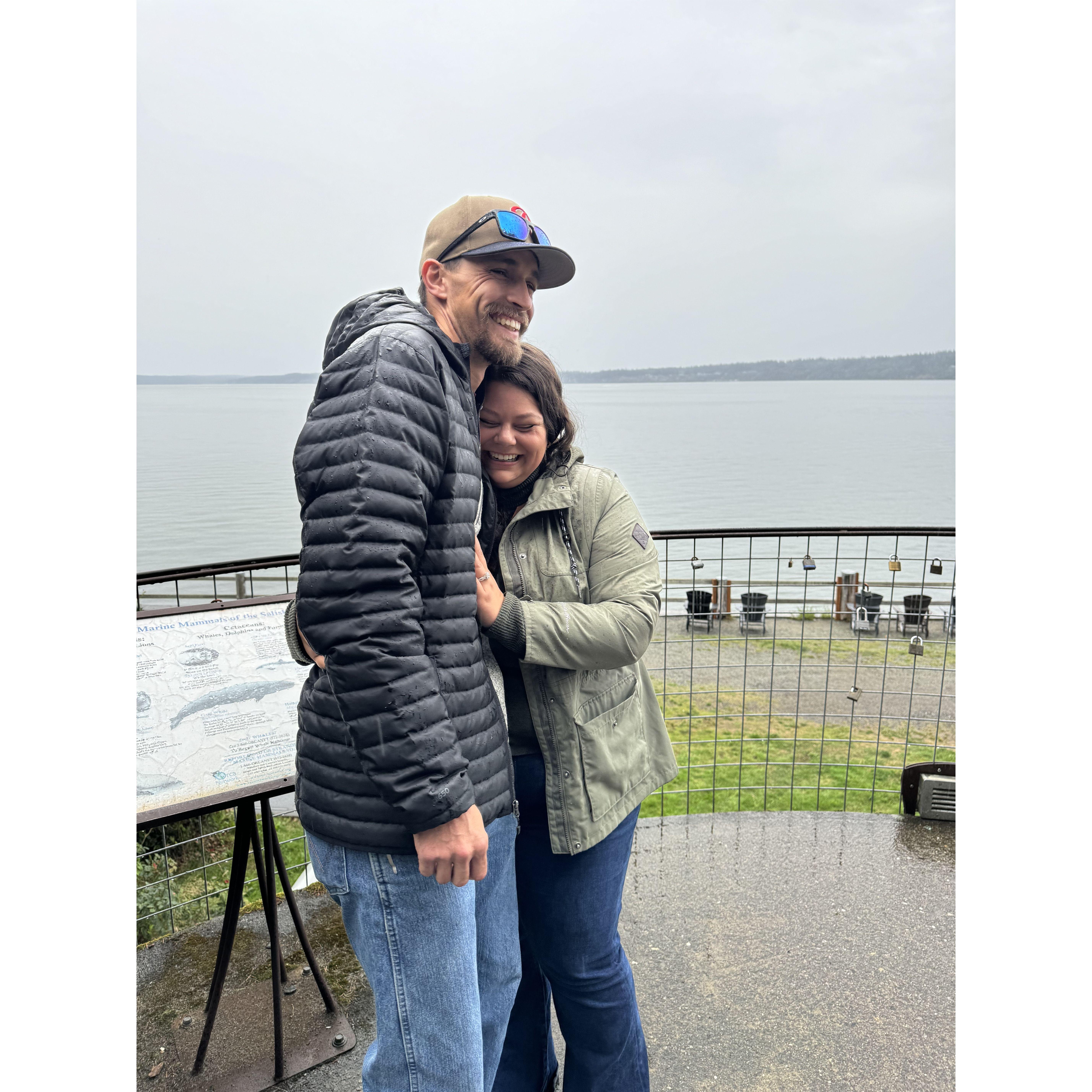 Pretty sure I was telling Aaron I could feel his heart pounding in this photo right after he proposed.