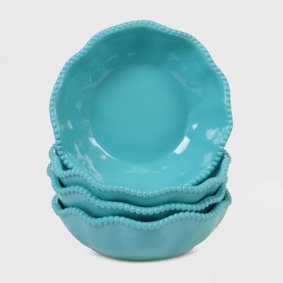 22oz 4pk Melamine Perlette All Purpose Dining Bowls Teal - Certified International