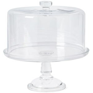 Martha Stewart Watercrest Glass Cake Stand with Dome, 10.2 Inch Clear Footed Pedestal Cake Stand with Glass Lid Cover, Handmade Glassware for Cakes and Desserts