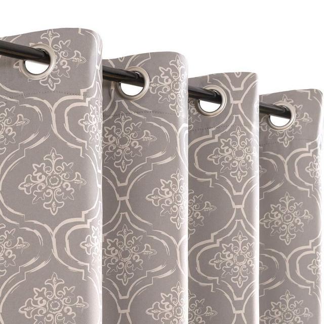 jinchan Blackout Curtains Moroccan Tile Pattern Bedroom Window Curtains Room Darkening Thermal Insulated Drapes Grommet Top 2 Panels 95 L Grey
