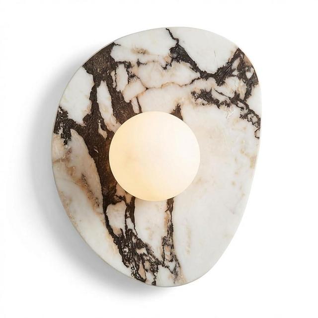 Bedside Stone Wall Sconces, Modern Wall Lamp Fixtures with Alabaster Glass Lampshade, Vanity Light, Bedside Wall Lighting, Hardwired for Living Room Bedroom Dining Room Hallway(E)