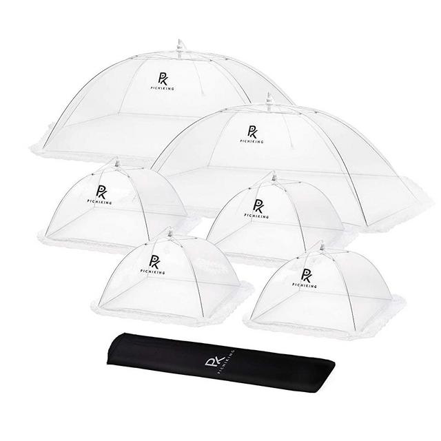 (6 Pack) Mesh Food Tents/Food Covers for Outdoors | 2 XL (49x27x17) & 4 Standard (17x17x9) | Fine Net Screen | 100% Fly Protection | Double Layer Skirt | Upgraded Rods