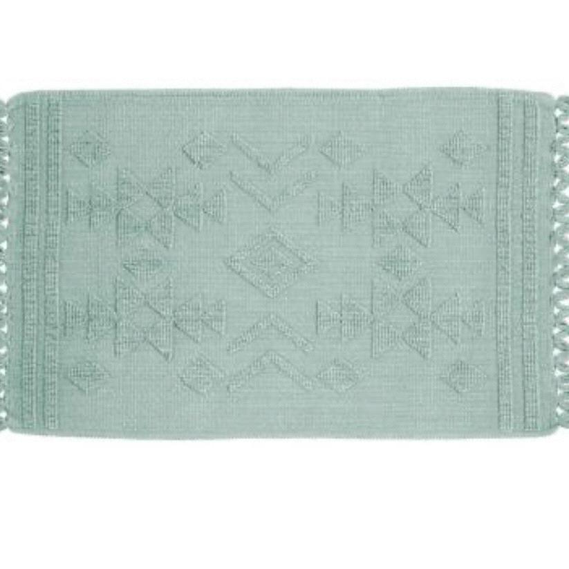 Vintage Indigo Geo Stonewashed Bath Mat