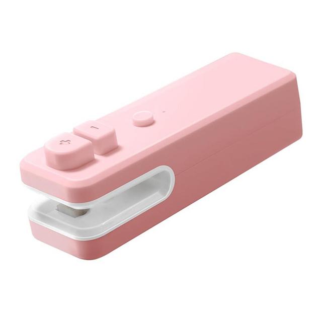 Mini Bag Sealer, Portable Handheld Bag Heat Vacuum Sealer, USB Rechargeable Sealer, Resealer Machine for Plastic Bags Food Storage Chip Cookies Snacks Fresh (400 mAh, Pink)