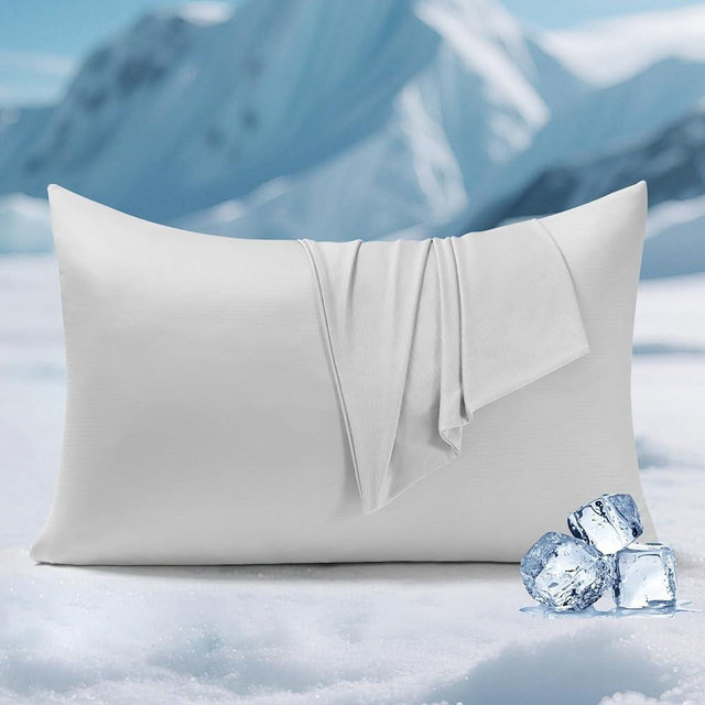 Elegear Cooling Pillow Cases for Hot Sleepers, Clean Fabric Silver Infused Cooling Pillowcase Q-Max>0.5, Soft Pillow Cases for Hair & Skin, Zipper Pillow Cases Set of 2 Gray (Standard, 20'' x 26'')