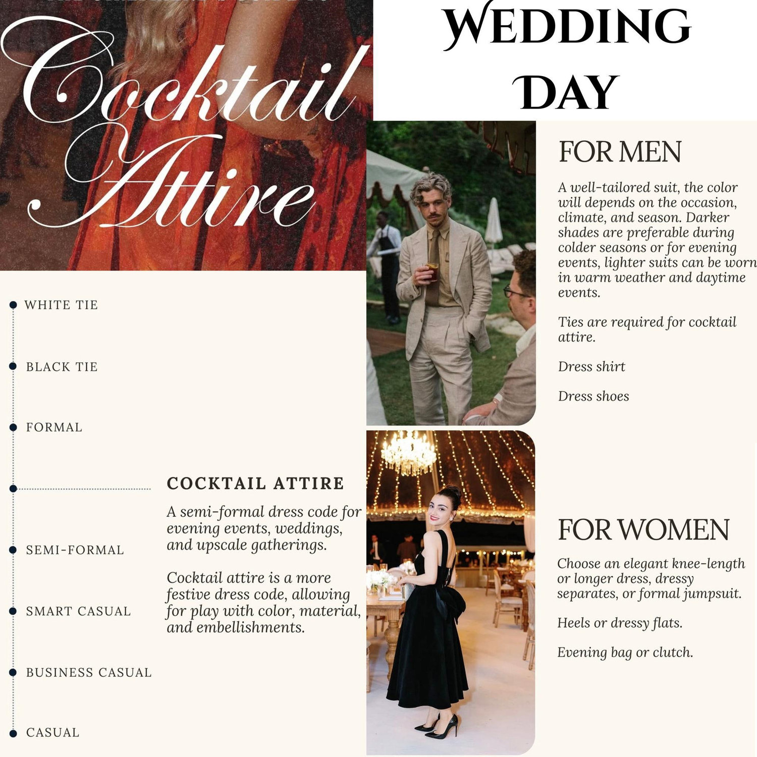 Cocktail Attire on the Wedding Day