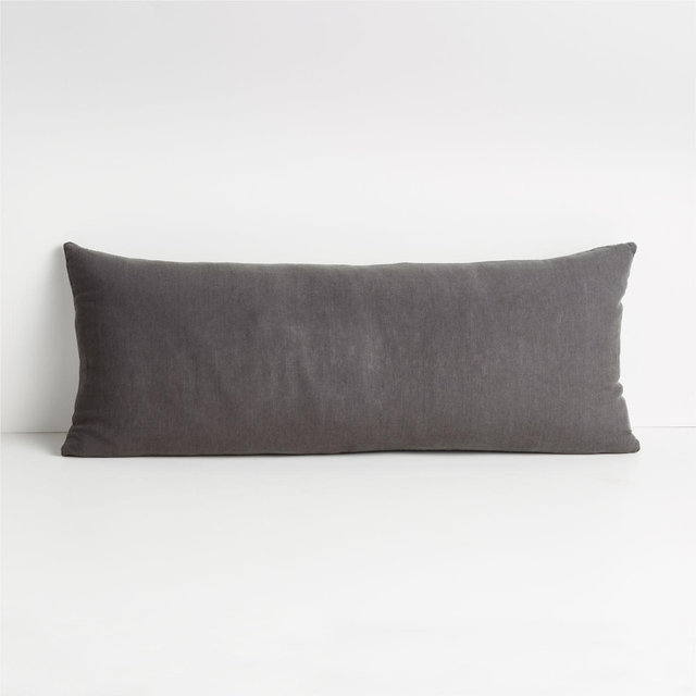 Parachute Linen Steel 36"x14" Pillow with Feather-Down Insert