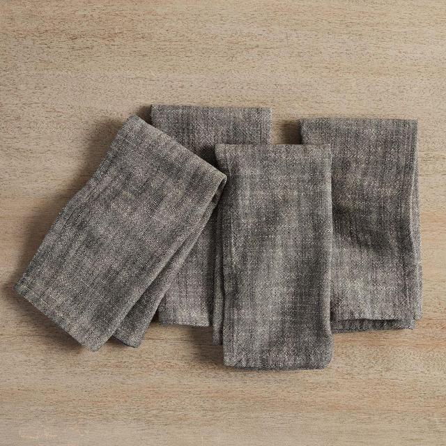 Organic Cotton Casual Napkins, Set of 4 - Heathered Black