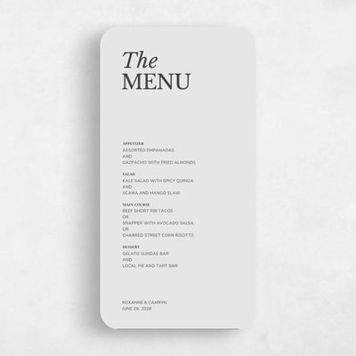 Grey Rounded Wedding Menu - Jaramillo